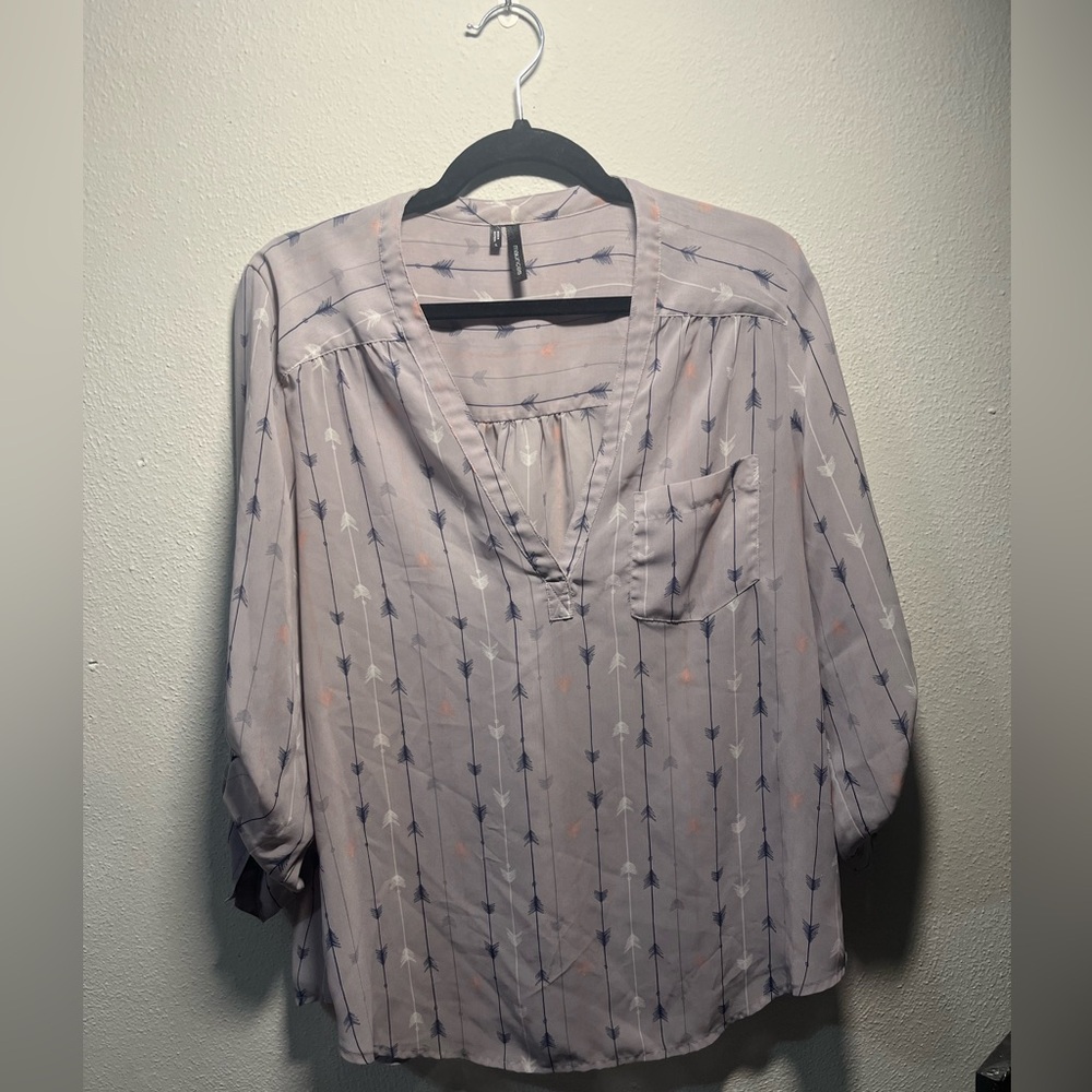 Maurices Lavender Arrow Print Blouse